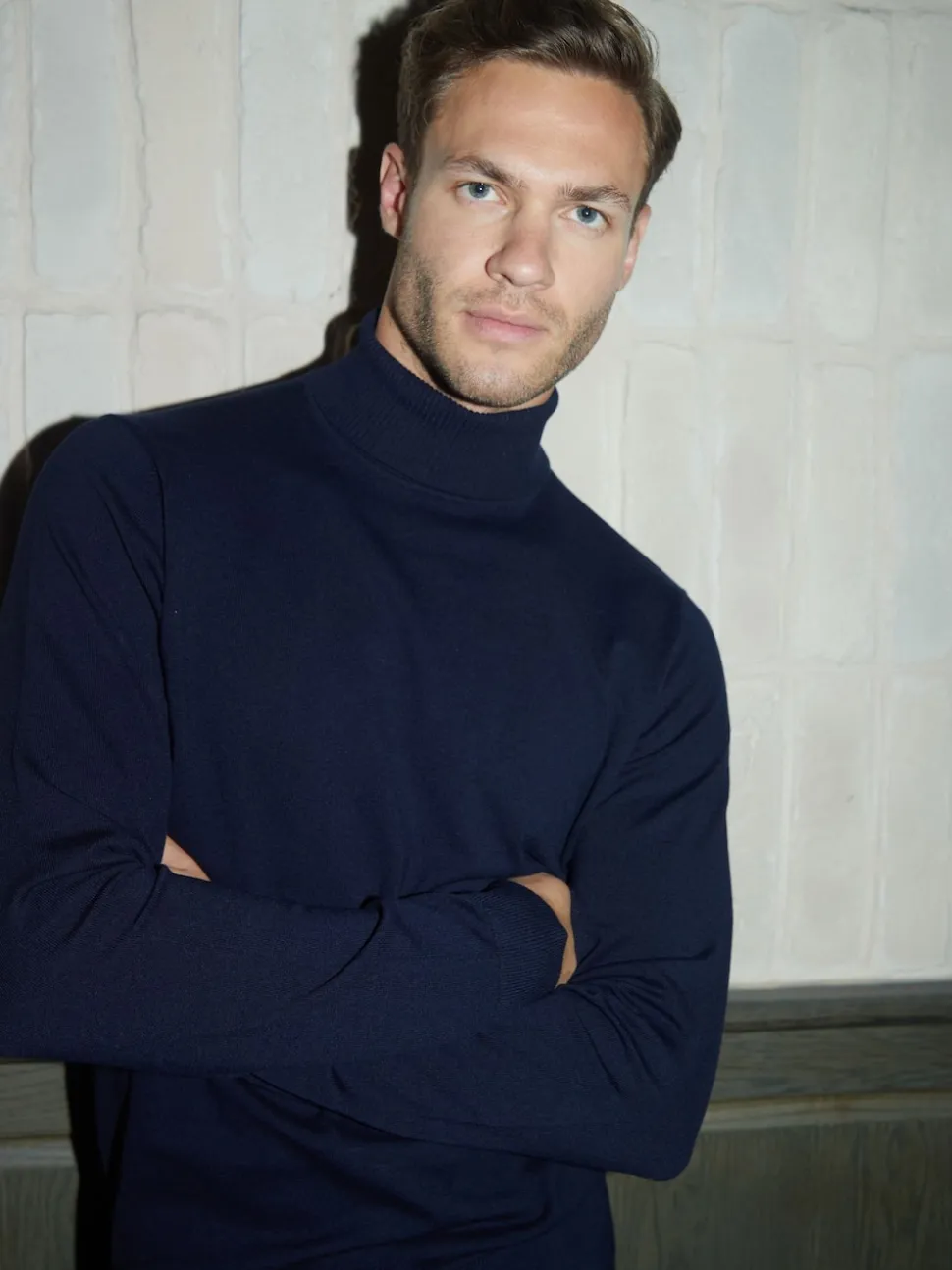 Threadbare Blue Knitted Roll Neck Jumper