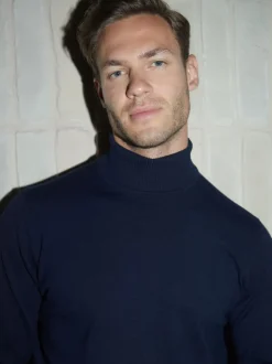 Threadbare Blue Knitted Roll Neck Jumper