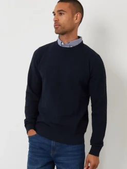 Threadbare Blue Mock Shirt Textured Knitted Jumper