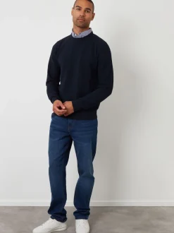 Threadbare Blue Mock Shirt Textured Knitted Jumper