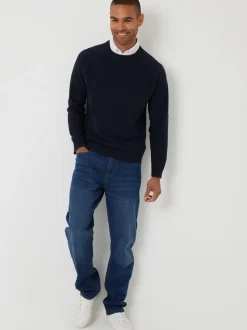 Threadbare Blue Mock Shirt Raglan Knitted Jumper