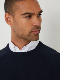 Threadbare Blue Mock Shirt Raglan Knitted Jumper