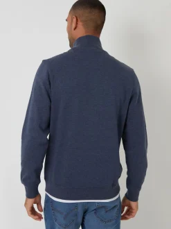 Threadbare Blue Mock T-Shirt Quarter Zip Sweatshirt