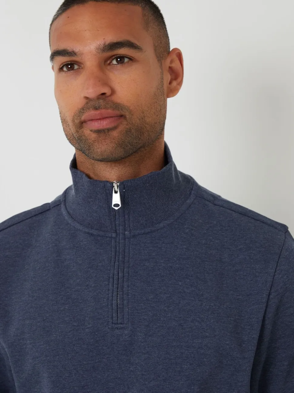 Threadbare Blue Mock T-Shirt Quarter Zip Sweatshirt