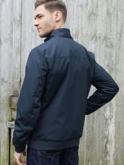 Threadbare Blue Patch Pocket Funnel Neck Harrington Style Jacket