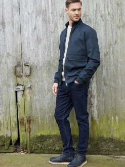Threadbare Blue Patch Pocket Funnel Neck Harrington Style Jacket
