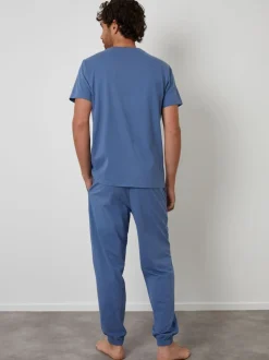 Threadbare Blue Peached Cotton Pyjamas Set