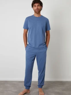 Threadbare Blue Peached Cotton Pyjamas Set