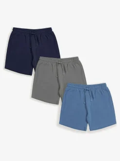 Threadbare Blue Popcorn Textured Lounge 100% Cotton Shorts 3 Pack