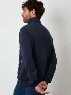 Threadbare Blue Quilted Hybrid Funnel Neck Jacket