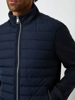 Threadbare Blue Quilted Hybrid Funnel Neck Jacket