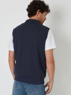Threadbare Blue Quilted Hybrid Gilet