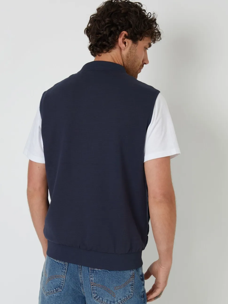 Threadbare Blue Quilted Hybrid Gilet