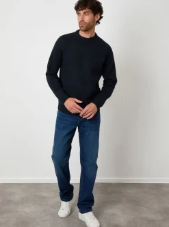 Threadbare Blue Raglan Rib Knitted Crew Neck Jumper