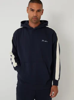 Threadbare Blue Relaxed Fit Side Stripe Hoodie