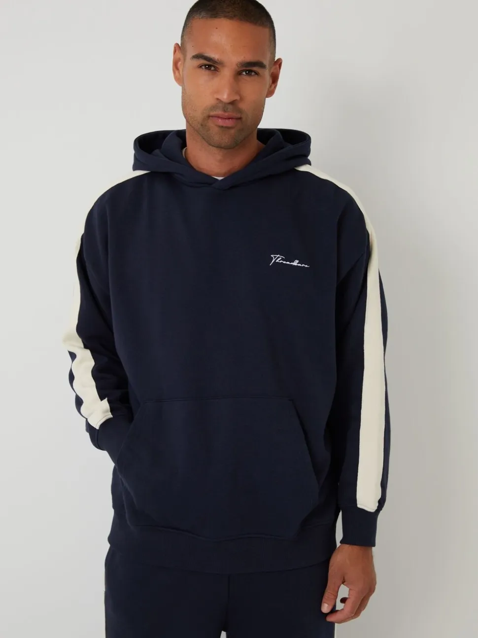 Threadbare Blue Relaxed Fit Side Stripe Hoodie