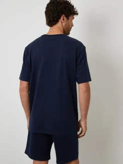 Threadbare Blue Relaxed Fit Peached Cotton Shortie Lounge Set