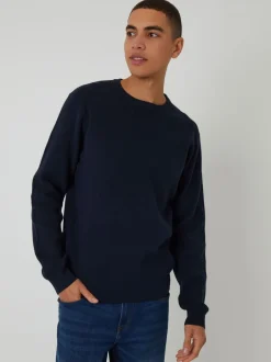 Threadbare Blue Rib Knit Crew Neck Jumper