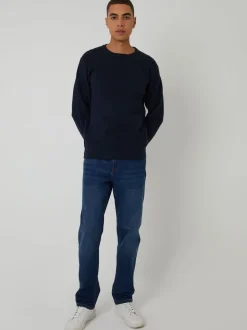 Threadbare Blue Rib Knit Crew Neck Jumper