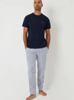Threadbare Blue Short Sleeve Top & Stripe Trousers Pyjamas Set