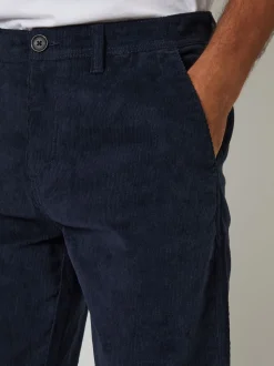 Threadbare Blue Straight Leg Stretch Corduroy Trousers