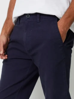 Threadbare Blue Straight Leg Canvas Trousers With Stretch