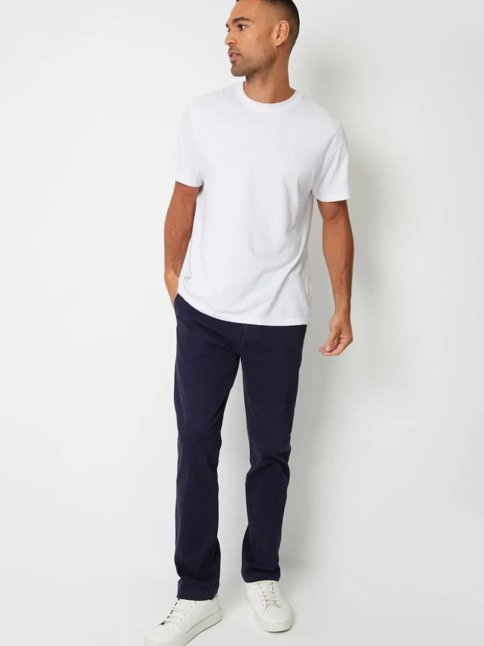 Threadbare Blue Straight Leg Canvas Trousers With Stretch