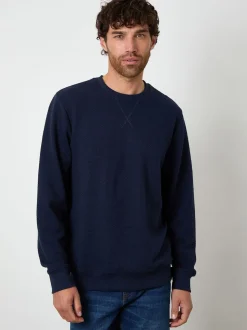 Threadbare Blue Textured Crew Neck Sweatshirt