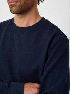 Threadbare Blue Textured Crew Neck Sweatshirt