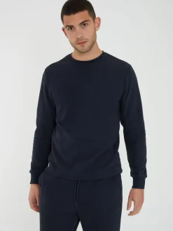 Threadbare Blue Waffle Textured Fleece Loungewear Set