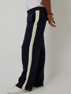 Threadbare Blue Wide Leg Side Stripe Joggers