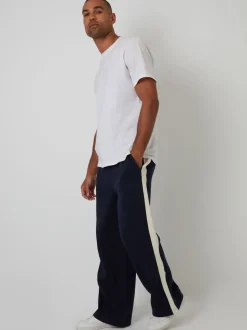 Threadbare Blue Wide Leg Side Stripe Joggers