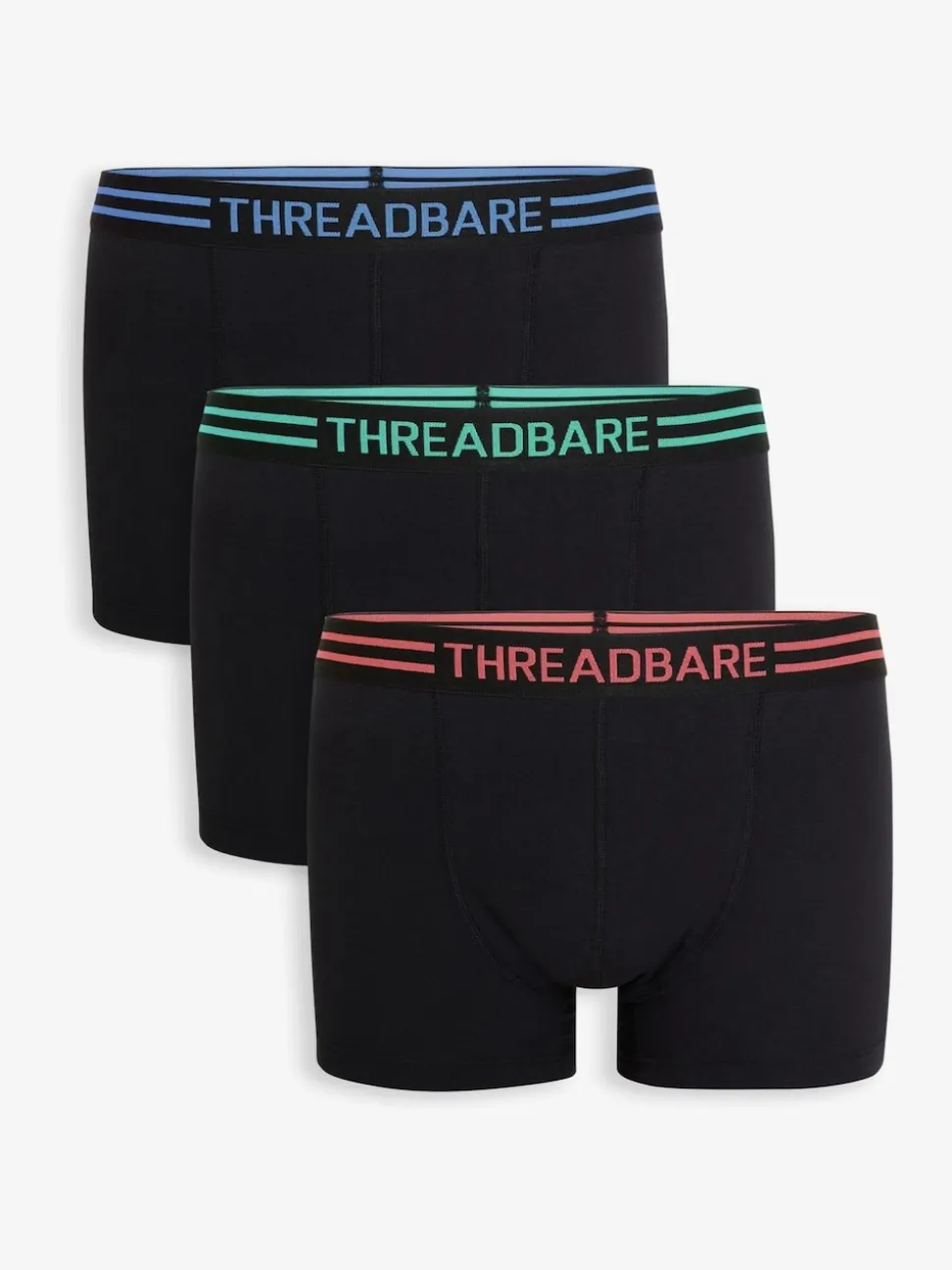 Threadbare Blue/Green/Red Hipster Fit Boxer Shorts 3 Pack
