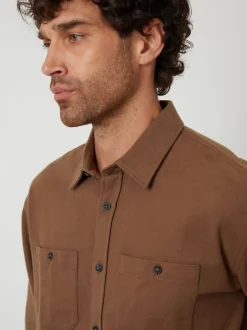 Threadbare Brown Cotton Flannel Relaxed Fit Shirt