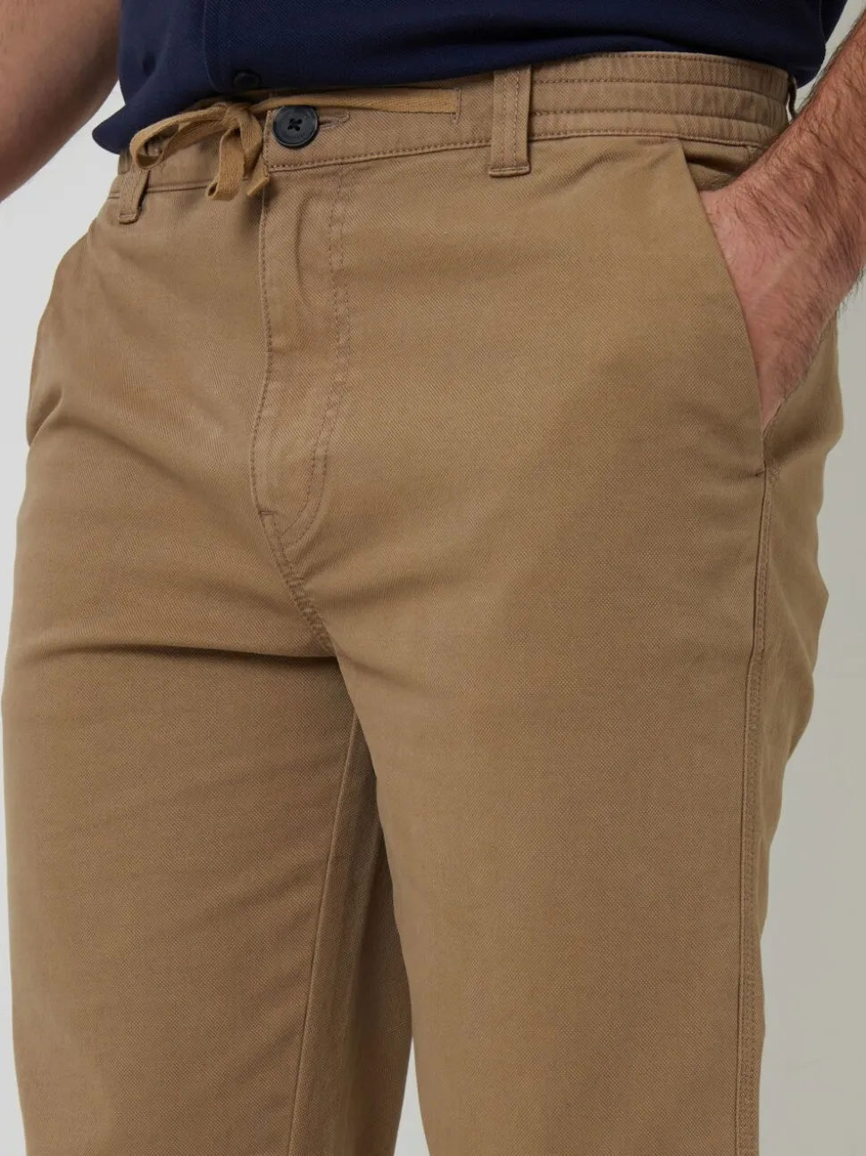 Threadbare Brown Elasticated Waist Regular Fit Chino Trousers