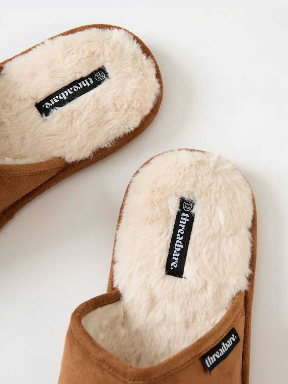 Threadbare Brown Faux Fur Lined Slip On Mule Slippers