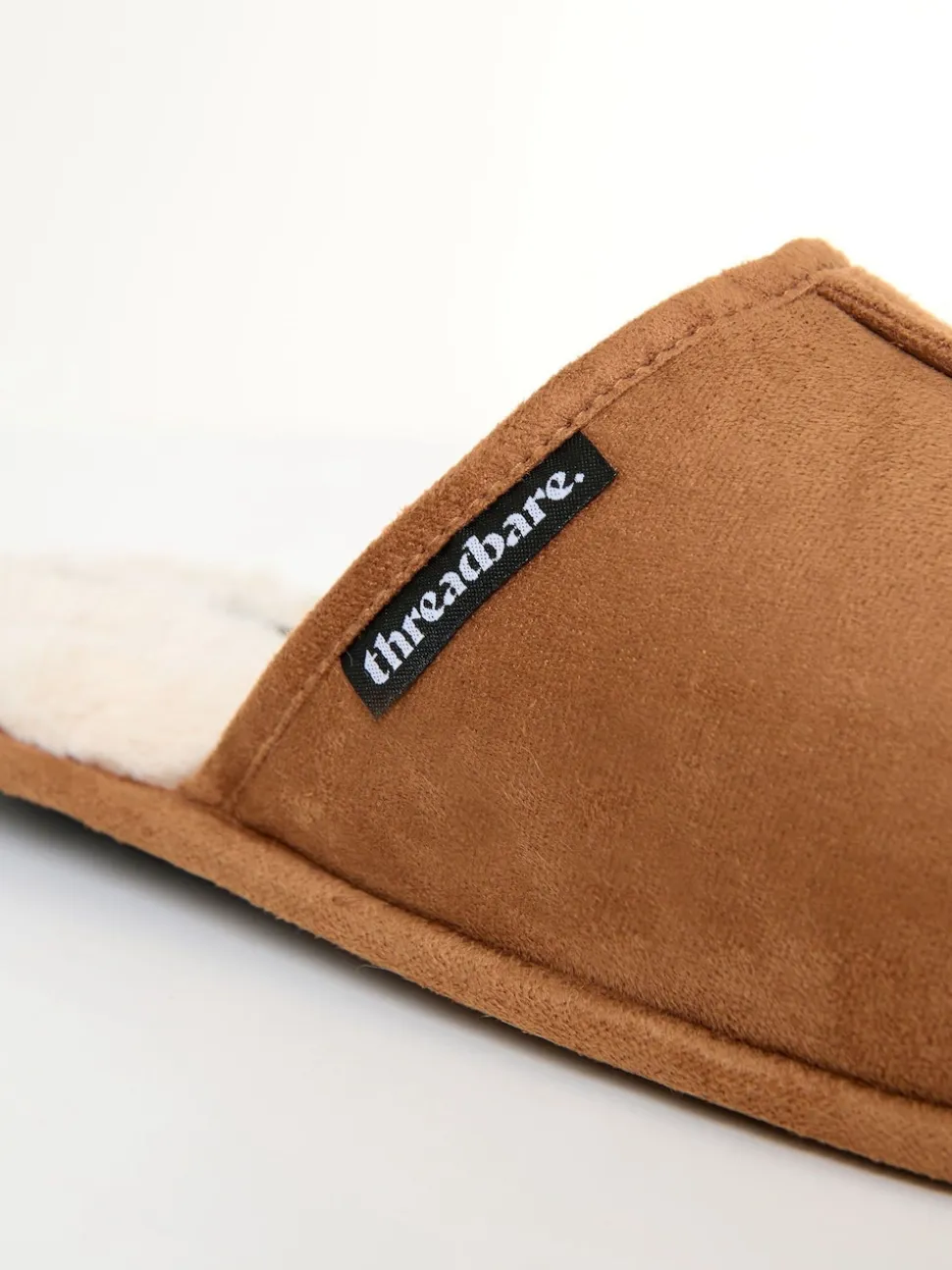 Threadbare Brown Faux Fur Lined Slip On Mule Slippers