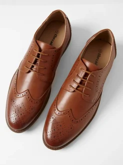 Threadbare Brown Faux Leather Brogues