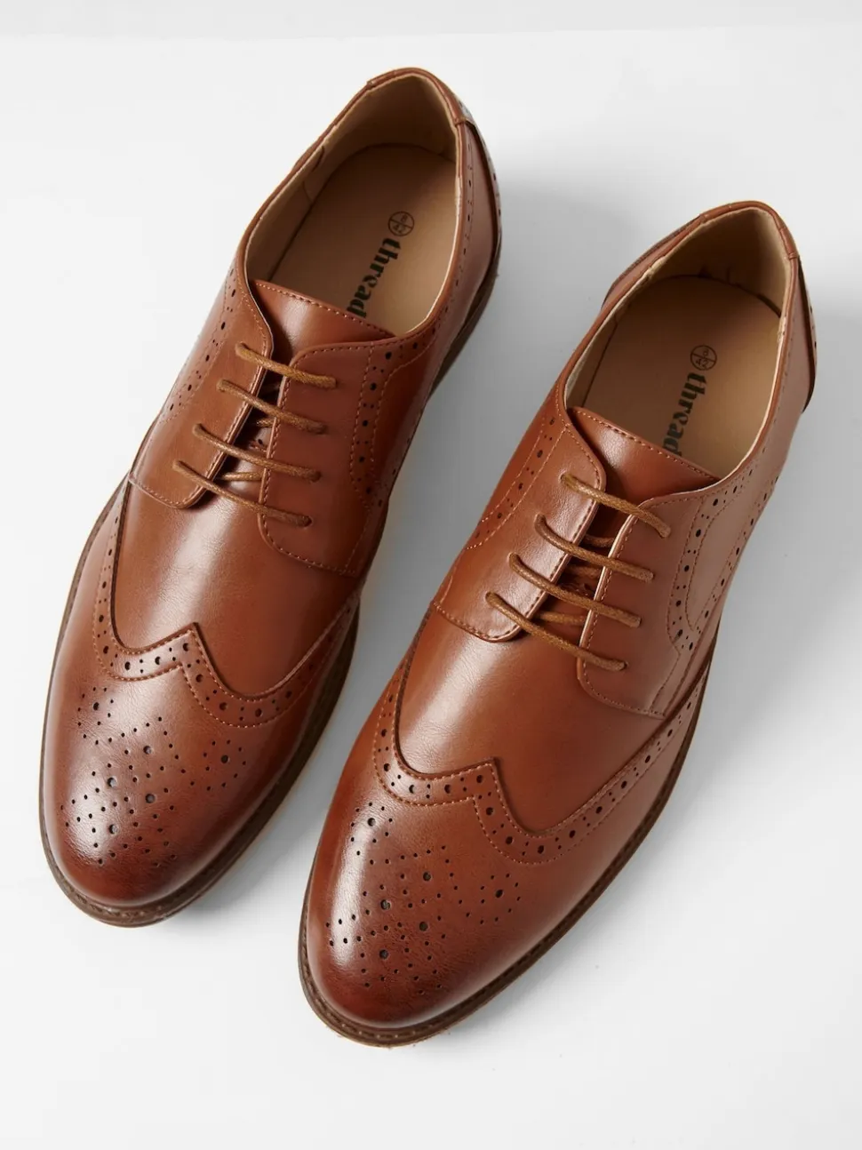 Threadbare Brown Faux Leather Brogues