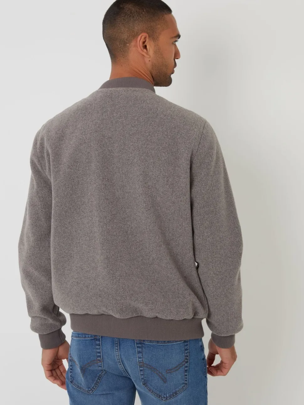 Threadbare Brown Faux Wool Brushed Bomber Jacket