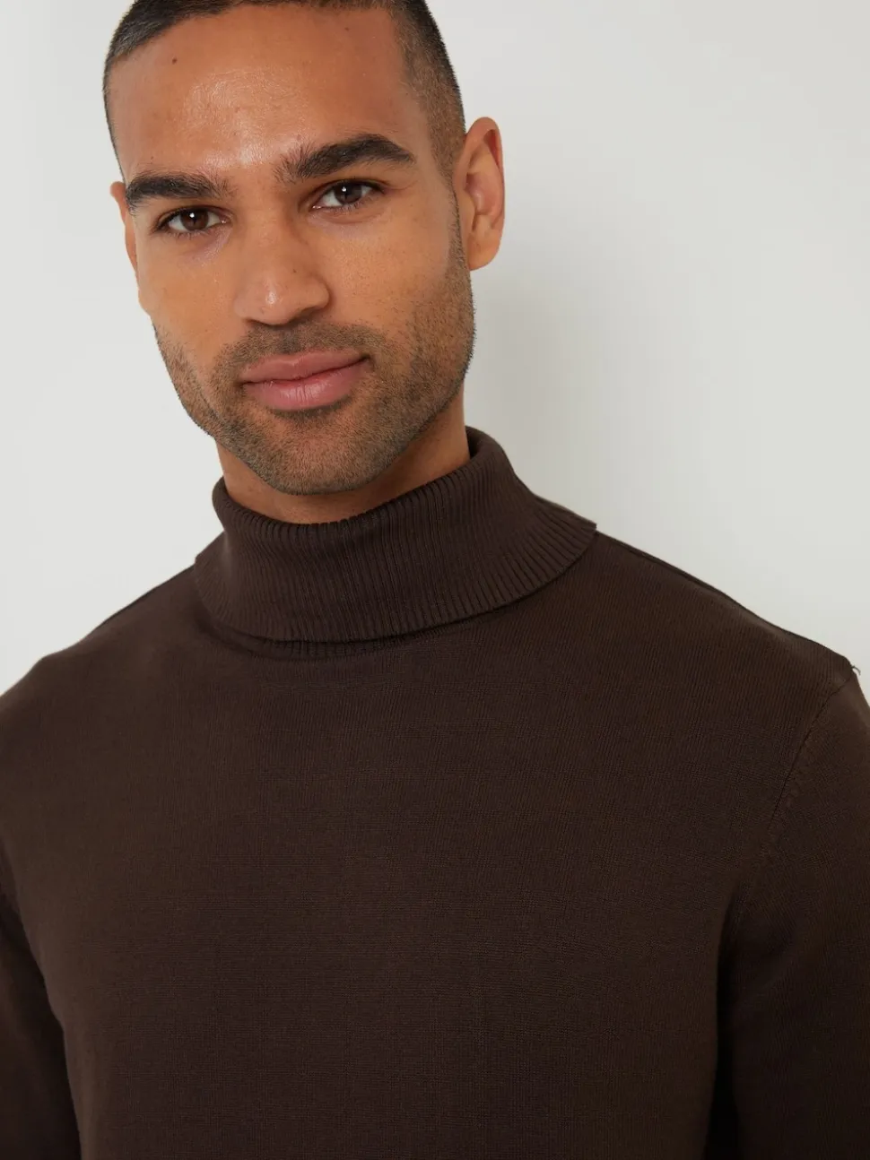 Threadbare Brown Knitted Roll Neck Jumper