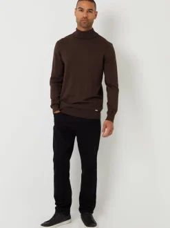 Threadbare Brown Knitted Roll Neck Jumper