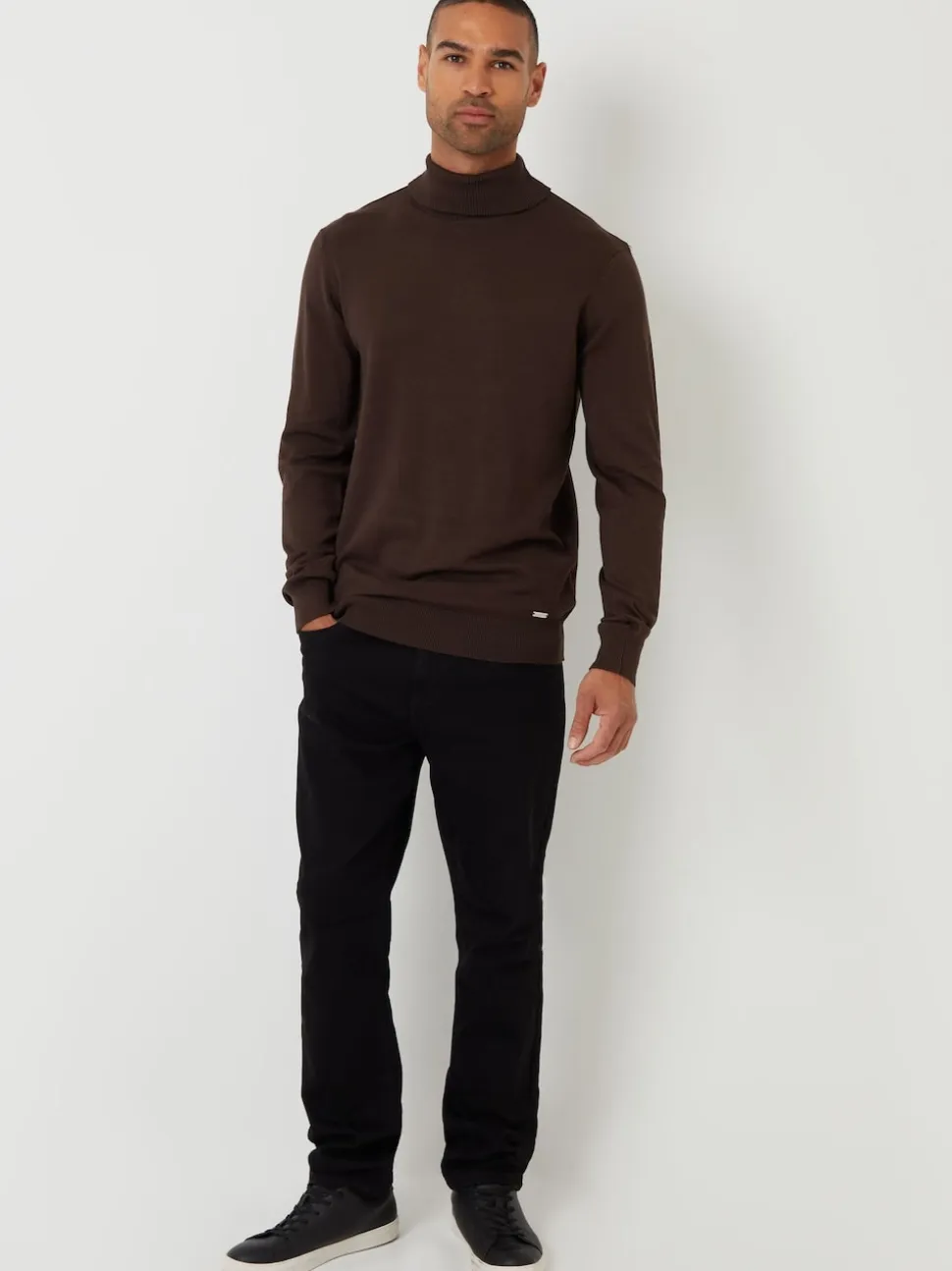Threadbare Brown Knitted Roll Neck Jumper