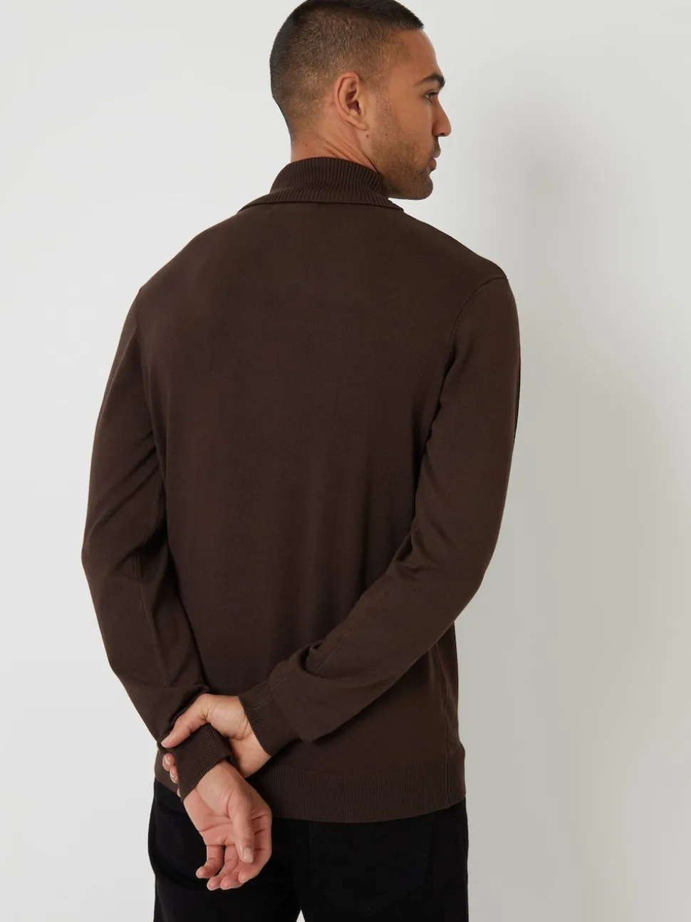 Threadbare Brown Knitted Roll Neck Jumper