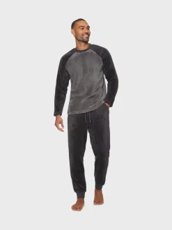 Threadbare Charcoal Borg Pyjamas Set