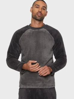 Threadbare Charcoal Borg Pyjamas Set