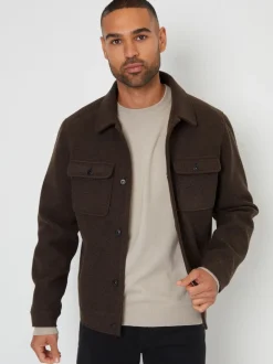 Threadbare Chocolate Brown Brushed Button Up Shacket