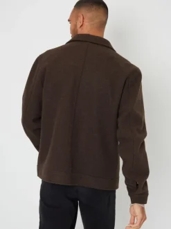 Threadbare Chocolate Brown Brushed Button Up Shacket