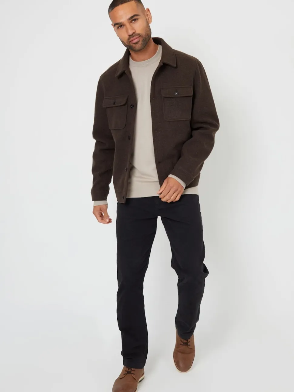 Threadbare Chocolate Brown Brushed Button Up Shacket