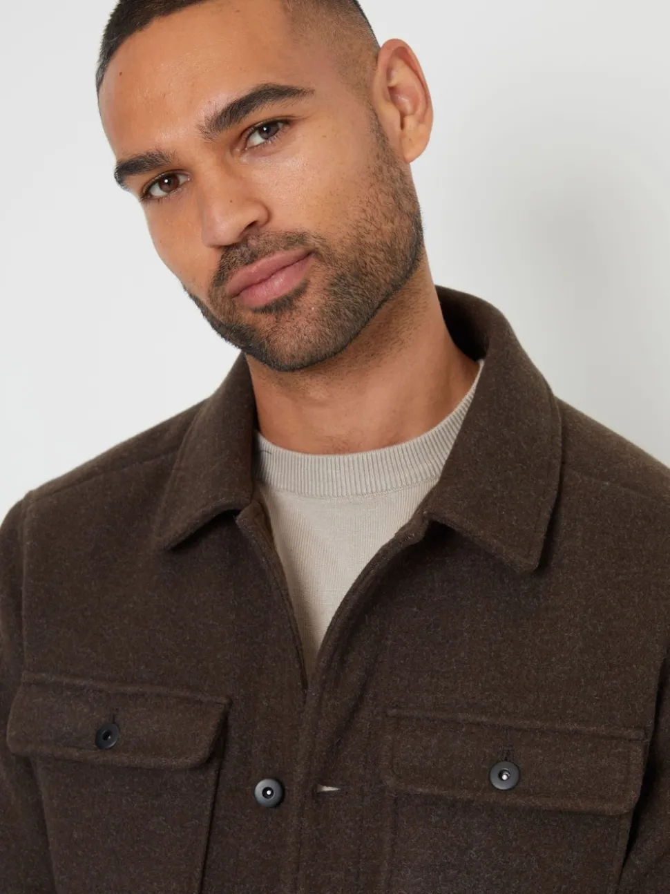 Threadbare Chocolate Brown Brushed Button Up Shacket